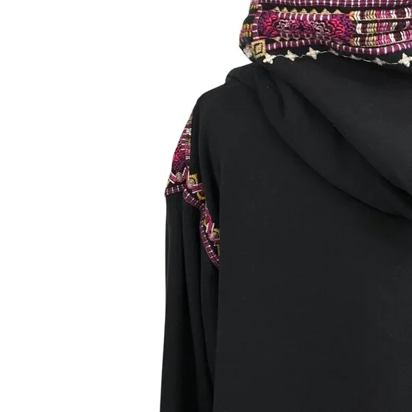 Johnny Was Valmere Pull On Hoodie Sweatshirt Black Embroidered Size Large L - Picture 8 of 10